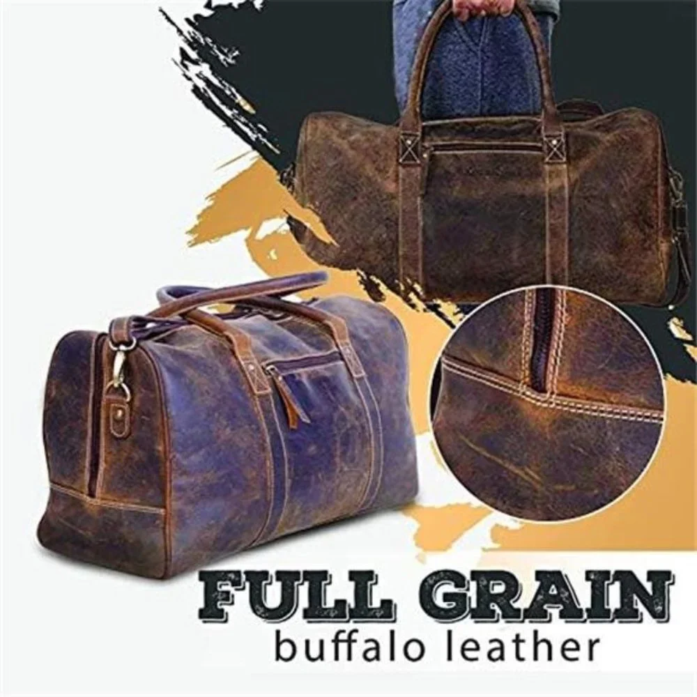 Unisex Travel Duffle Bag Full Grain Leather